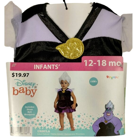 Disney Infant 12 to18 Months Baby Ursula 3 Piece Halloween Costume - Picture 3 of 6